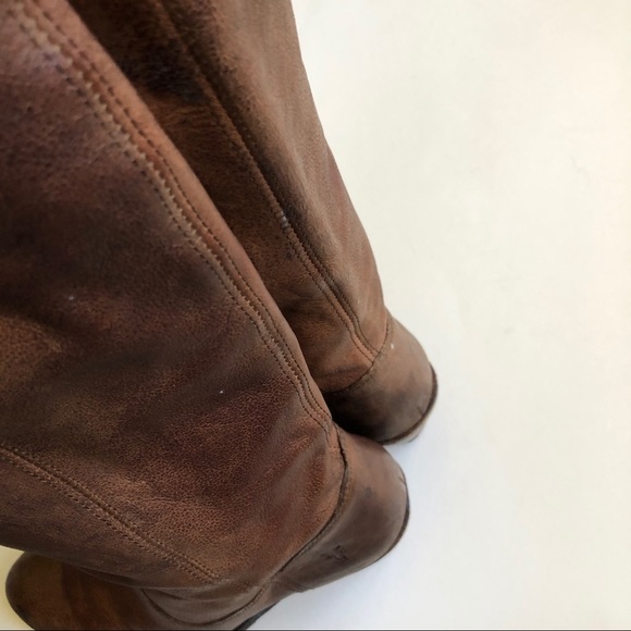 Frye Brown Leather Jackie Heeled High Knee Boots - Picture 7 of 16
